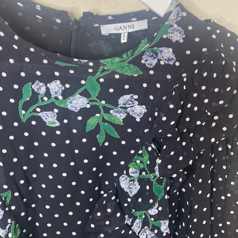 Ganni Rometty Ruffled Print Georgette Dress - Picture 4 of 6